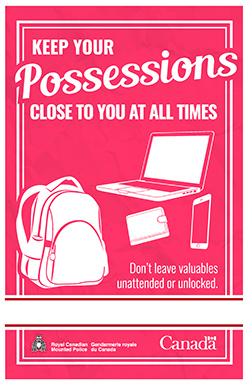 Keep your possessions close to you at all times