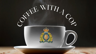 Cup of coffee with the RCMP logo in the centre.