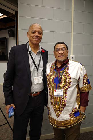 Superintendent Tom Jones (retired) with Sergeant Craig Smith. Superintendent Jones served more than 30 years with the RCMP and is among the first Black members to enter the Officer ranks.  